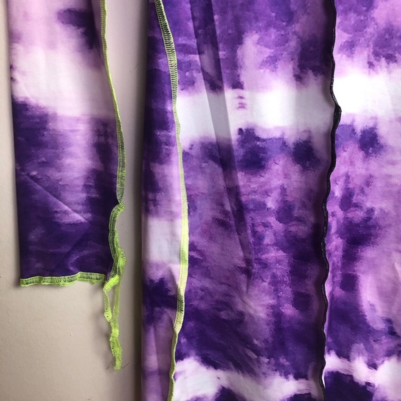 Color-block tie dye bodycon dress purple & white Stretch MED - Picture 9 of 15